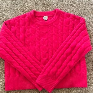 A New Day Pink Crew Neck Crop Length Cable Knit Sweater Size L